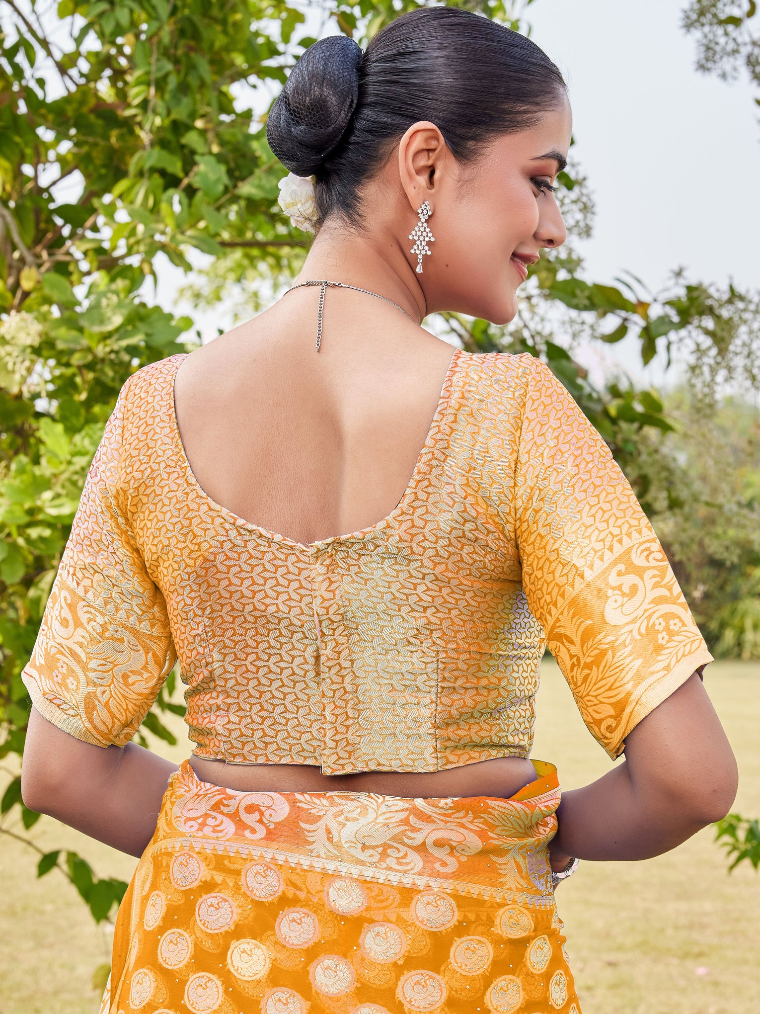 Gold Georgette Saree MANISH - View 8