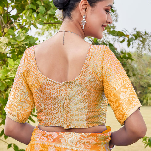 Gold Georgette Saree MANISH - View 8