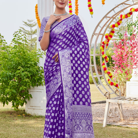 Purple Georgette Saree MANISH - View 3