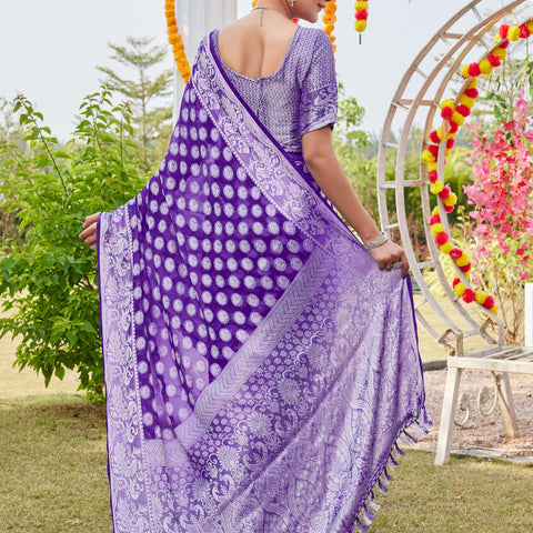 Purple Georgette Saree MANISH - View 4