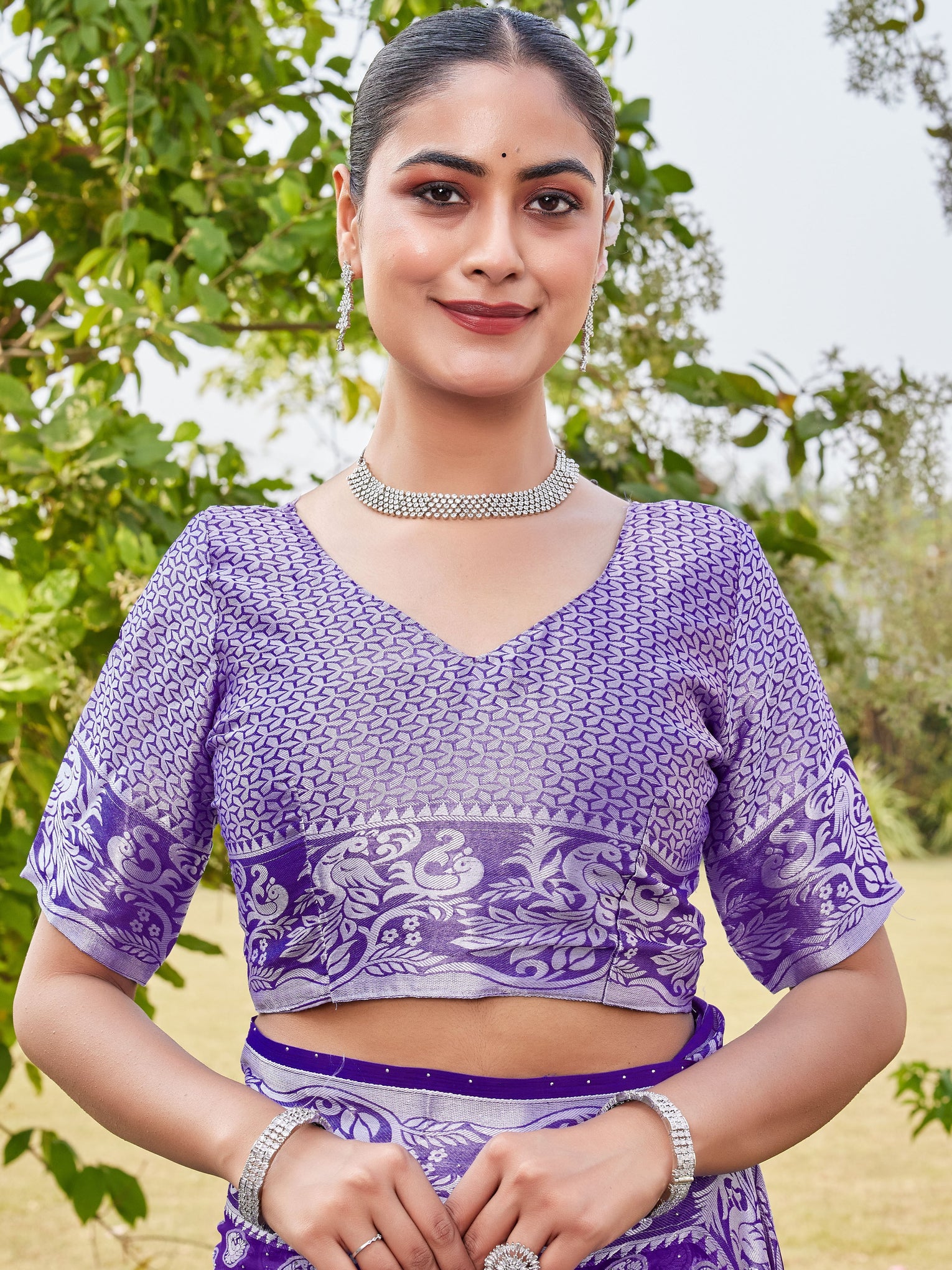 Purple Georgette Saree MANISH - View 7