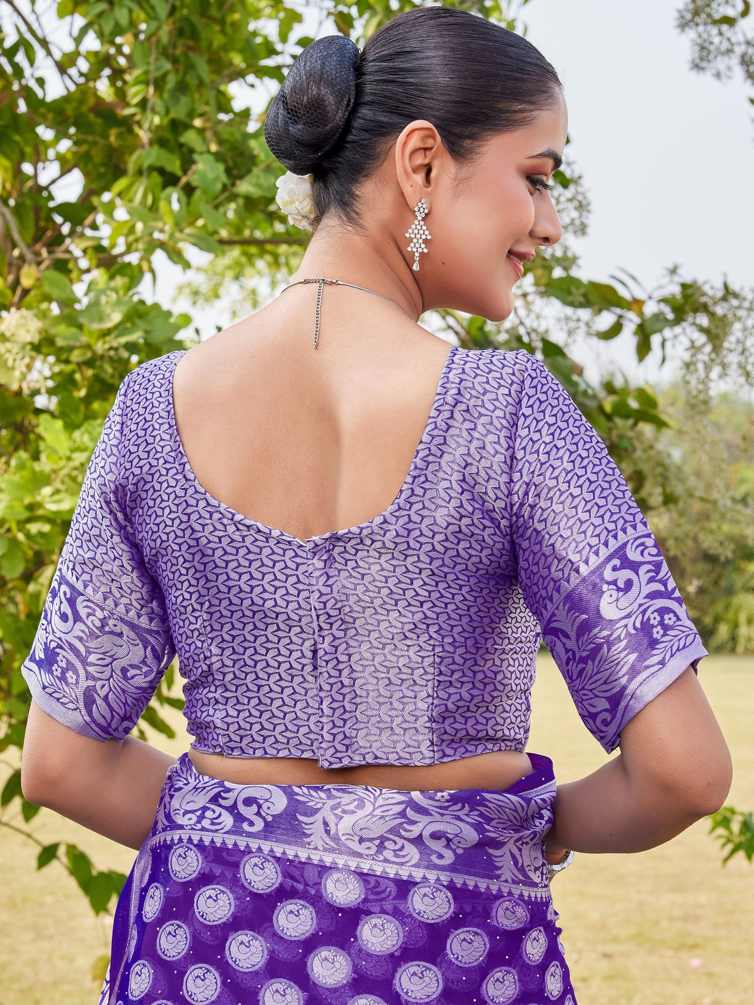 Purple Georgette Saree MANISH - View 8