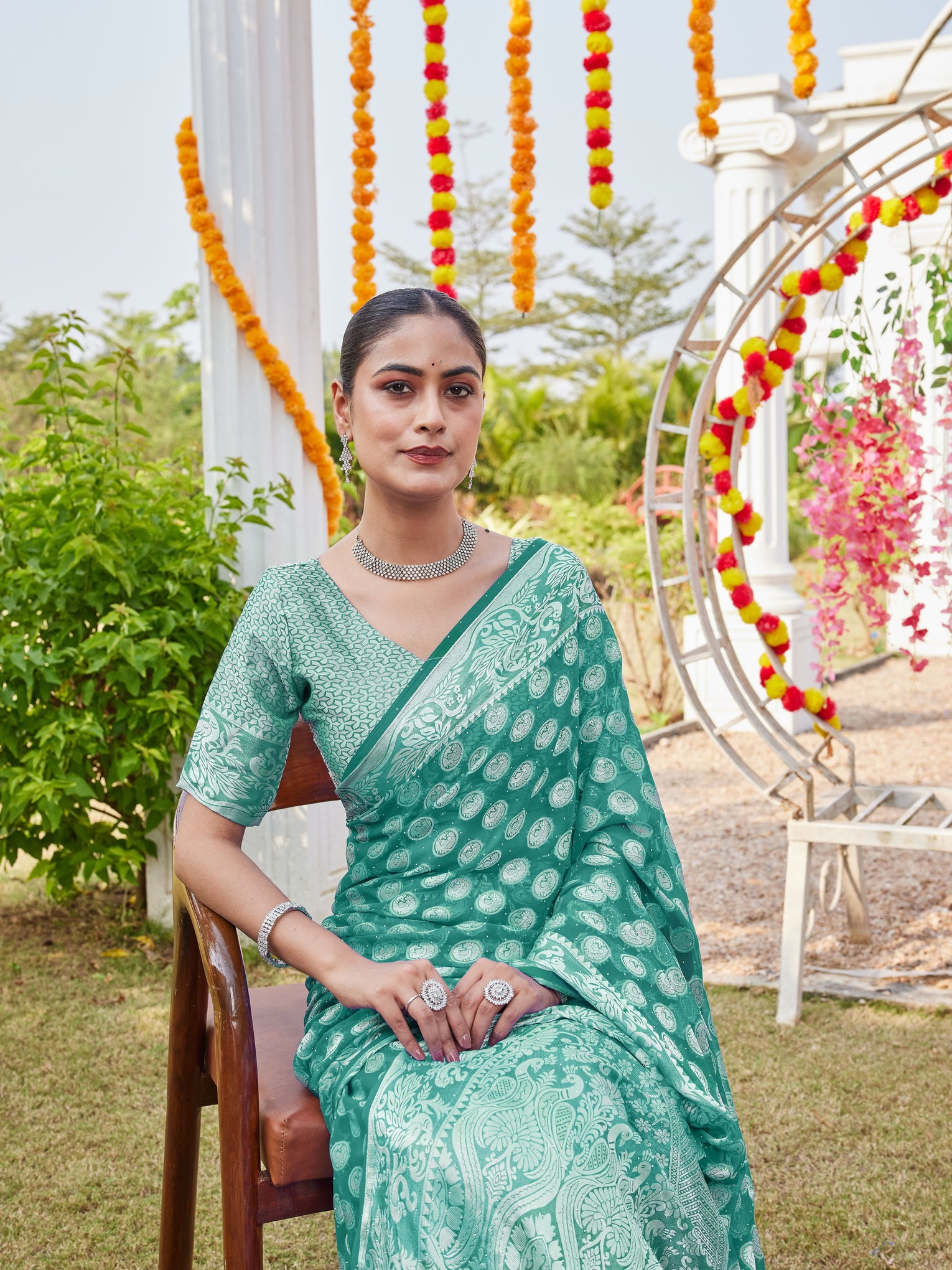 Rama Georgette Saree MANISH - View 1