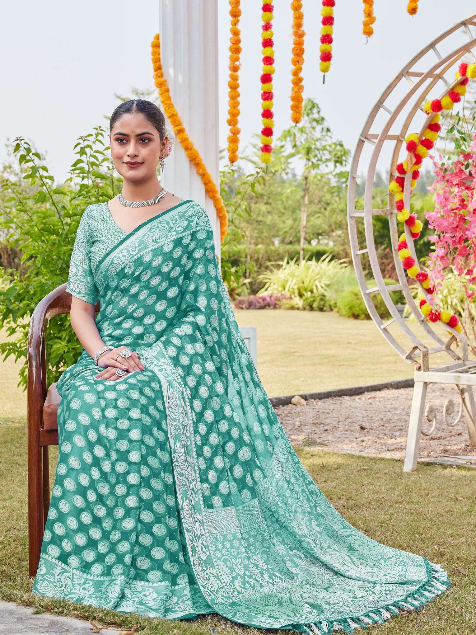 Rama Georgette Saree MANISH - View 5