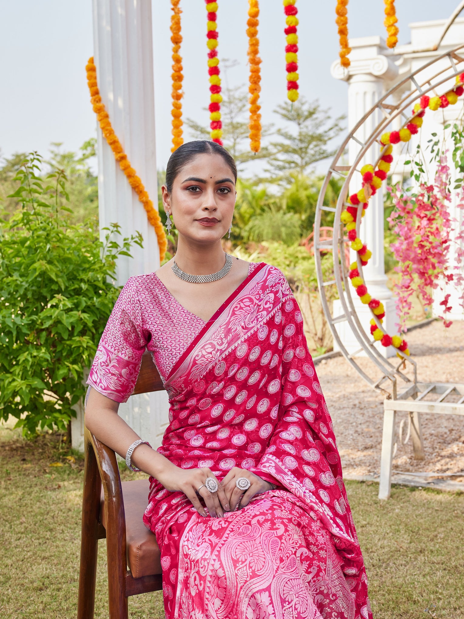 Rani Georgette Saree MANISH - View 1