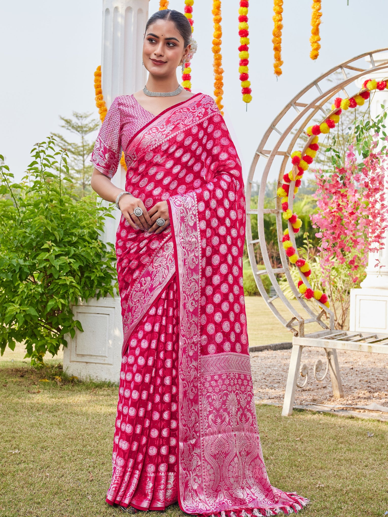 Rani Georgette Saree MANISH - View 2
