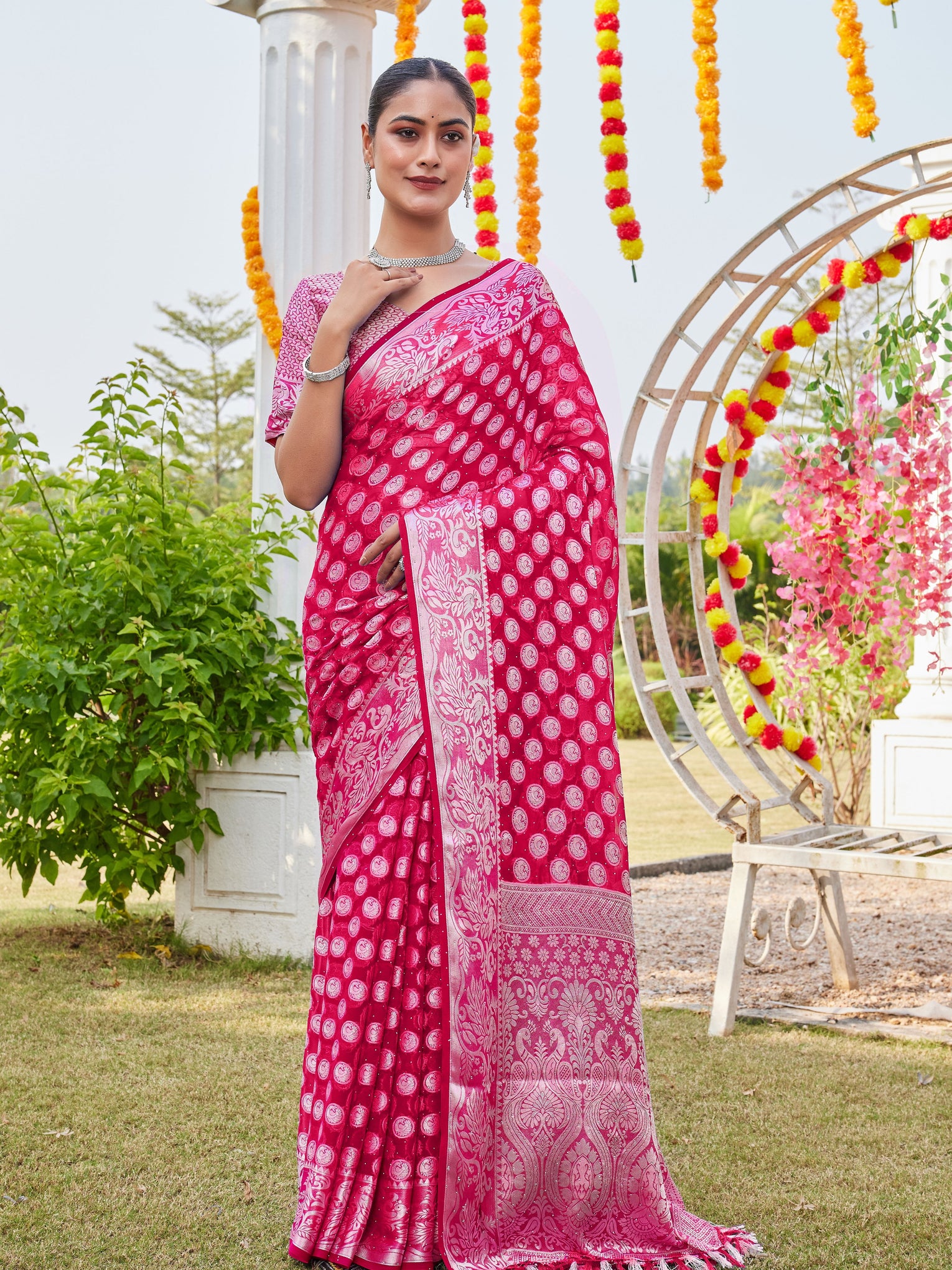 Rani Georgette Saree MANISH - View 3