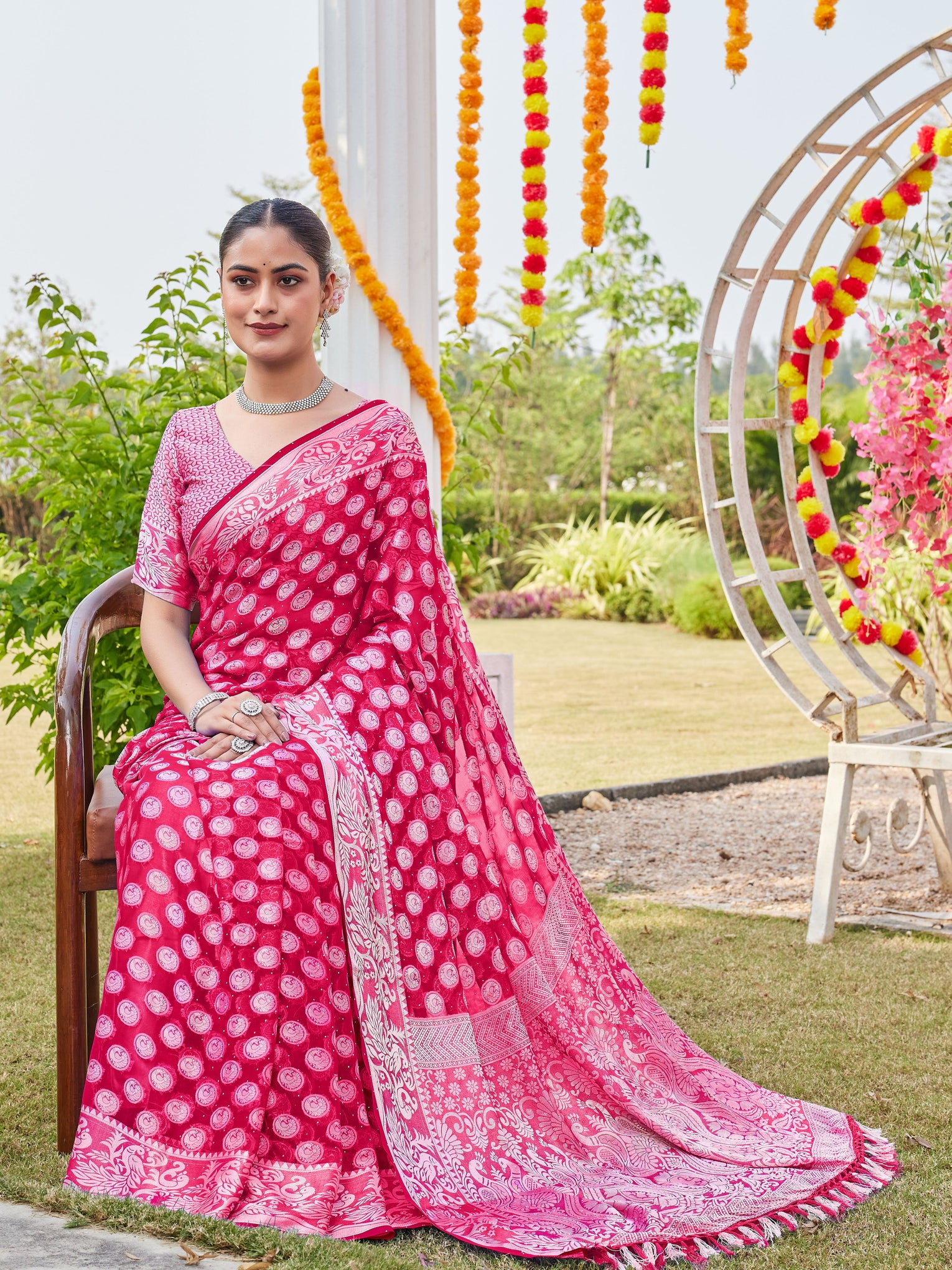 Rani Georgette Saree MANISH - View 5
