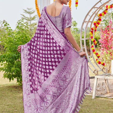 Wine Georgette Saree MANISH - View 3