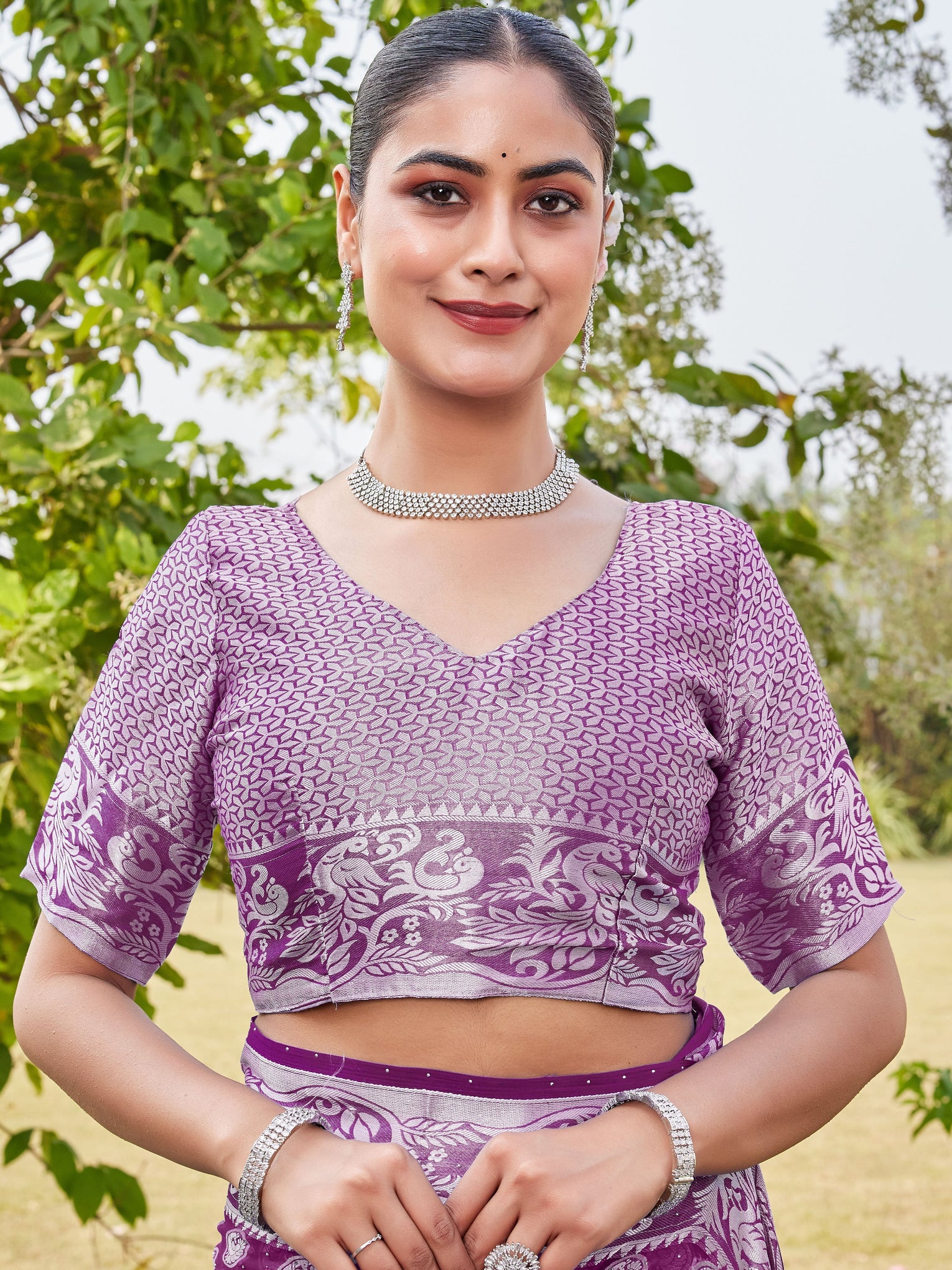 Wine Georgette Saree MANISH - View 7