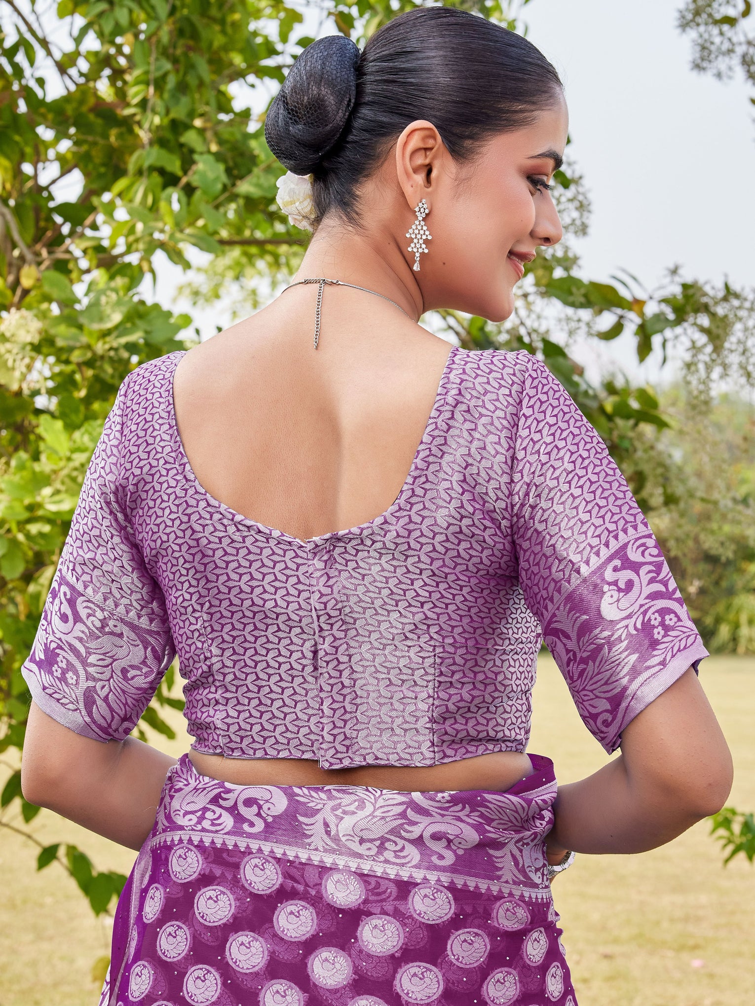 Wine Georgette Saree MANISH - View 8