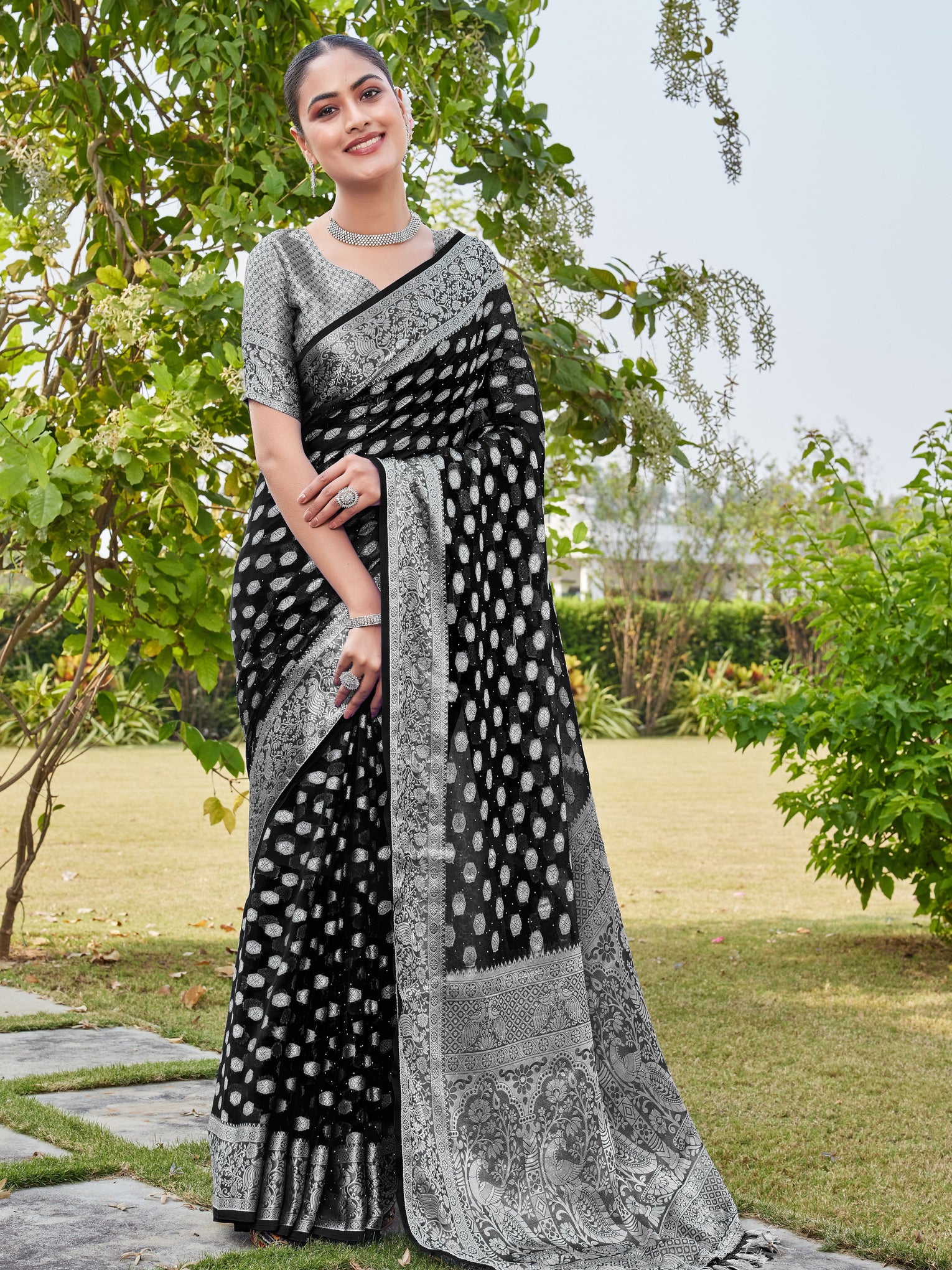 Black Georgette Saree PANKAJ - View 1