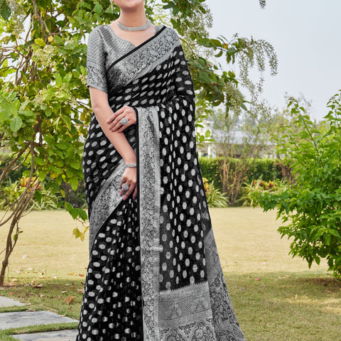 Black Georgette Saree PANKAJ - View 1