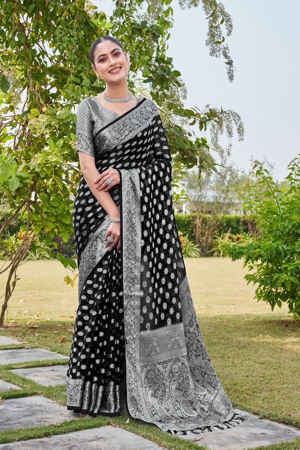 Black Georgette Saree PANKAJ - View 1