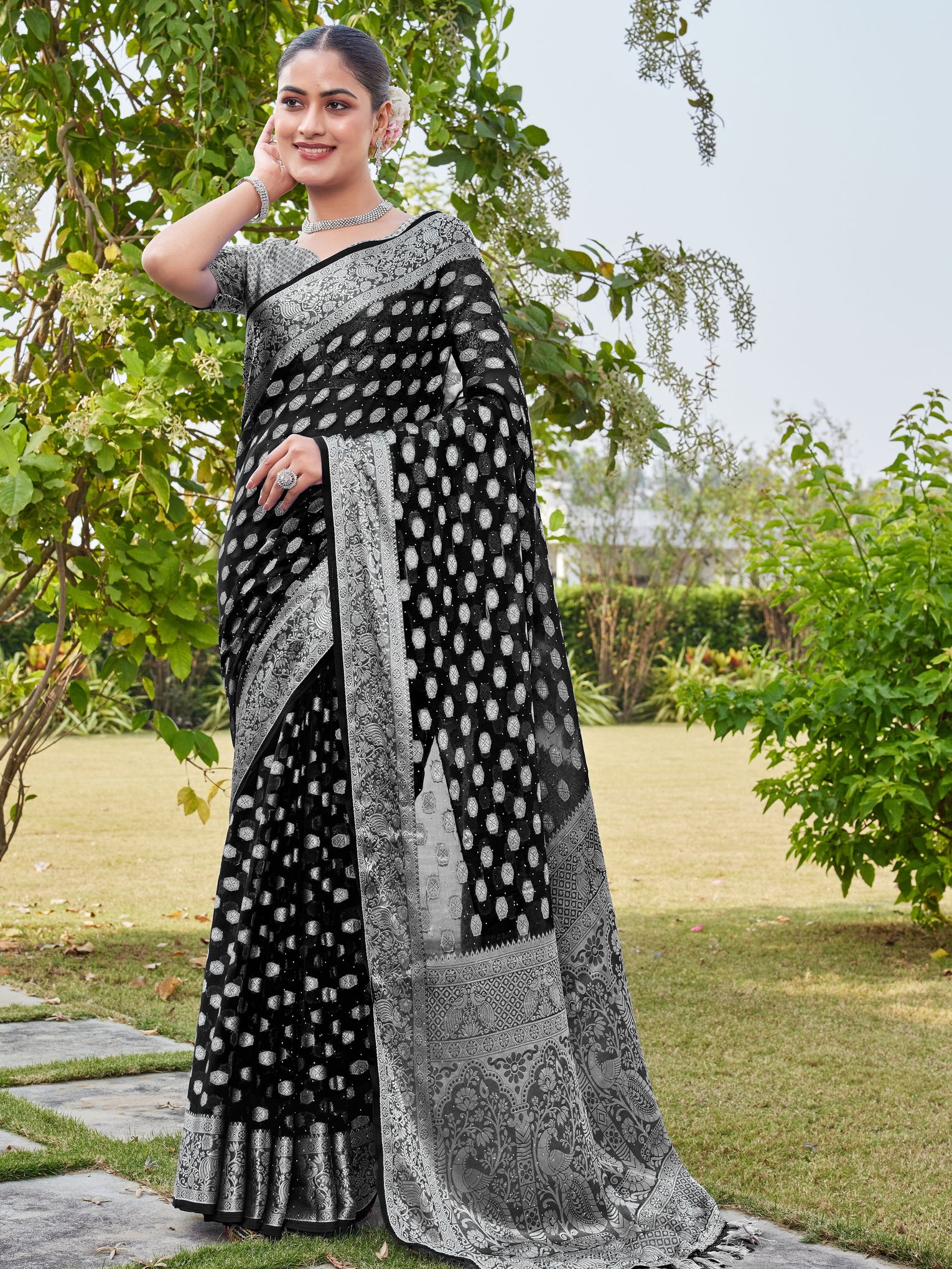 Black Georgette Saree PANKAJ - View 2
