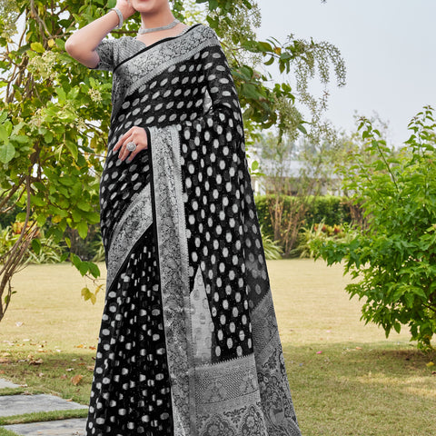 Black Georgette Saree PANKAJ - View 2