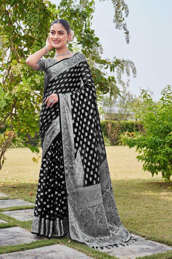 Black Georgette Saree PANKAJ - View 2