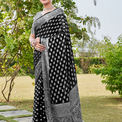 Black Georgette Saree PANKAJ - View 3