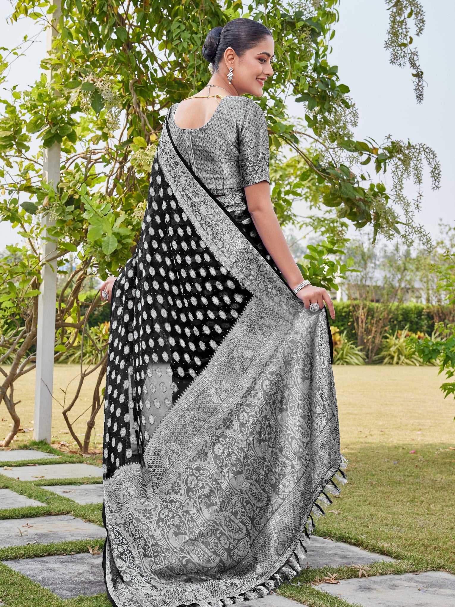 Black Georgette Saree PANKAJ - View 4