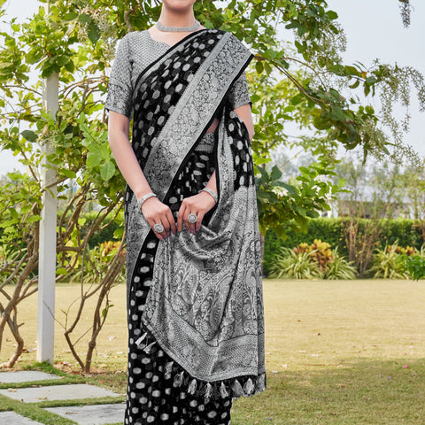 Black Georgette Saree PANKAJ - View 5