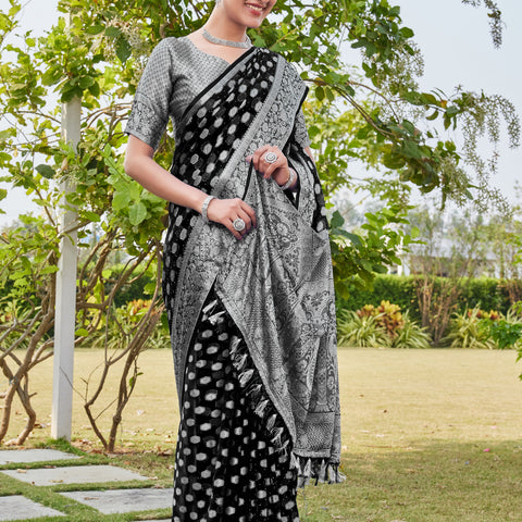Black Georgette Saree PANKAJ - View 6