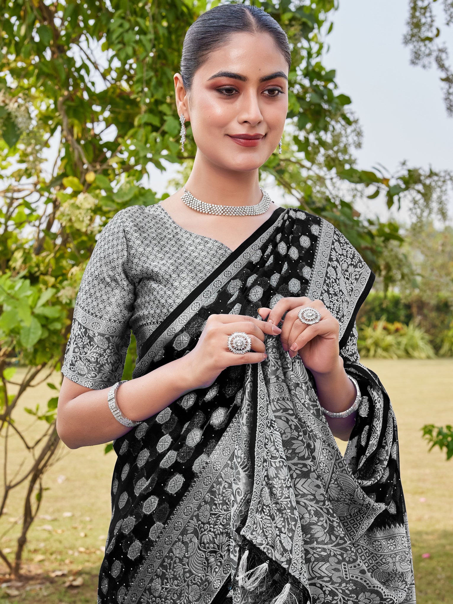 Black Georgette Saree PANKAJ - View 7