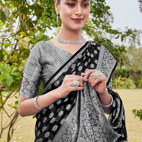 Black Georgette Saree PANKAJ - View 7