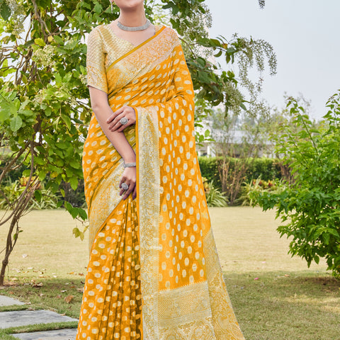 Gold Georgette Saree PANKAJ - View 1