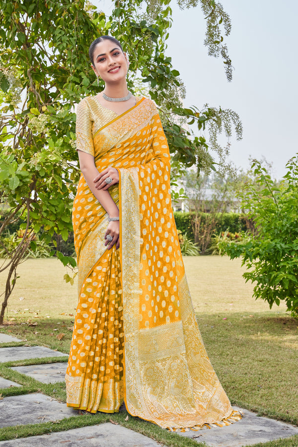 Gold Georgette Saree PANKAJ - View 1