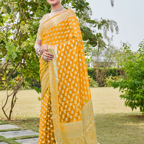 Gold Georgette Saree PANKAJ - View 2