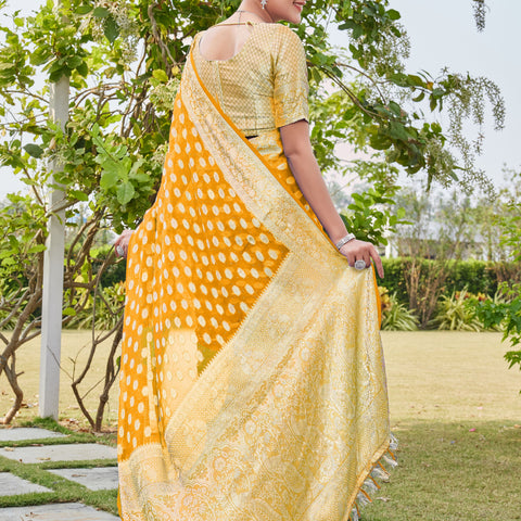 Gold Georgette Saree PANKAJ - View 3