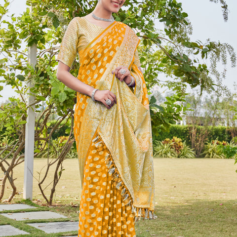 Gold Georgette Saree PANKAJ - View 4