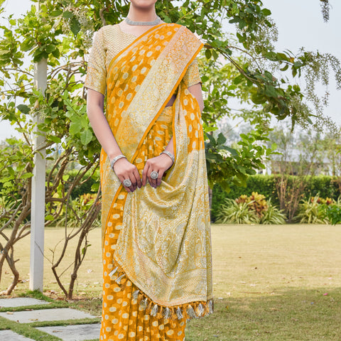 Gold Georgette Saree PANKAJ - View 5