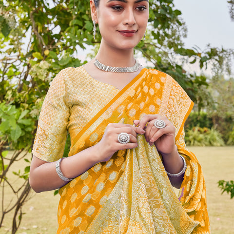 Gold Georgette Saree PANKAJ - View 7