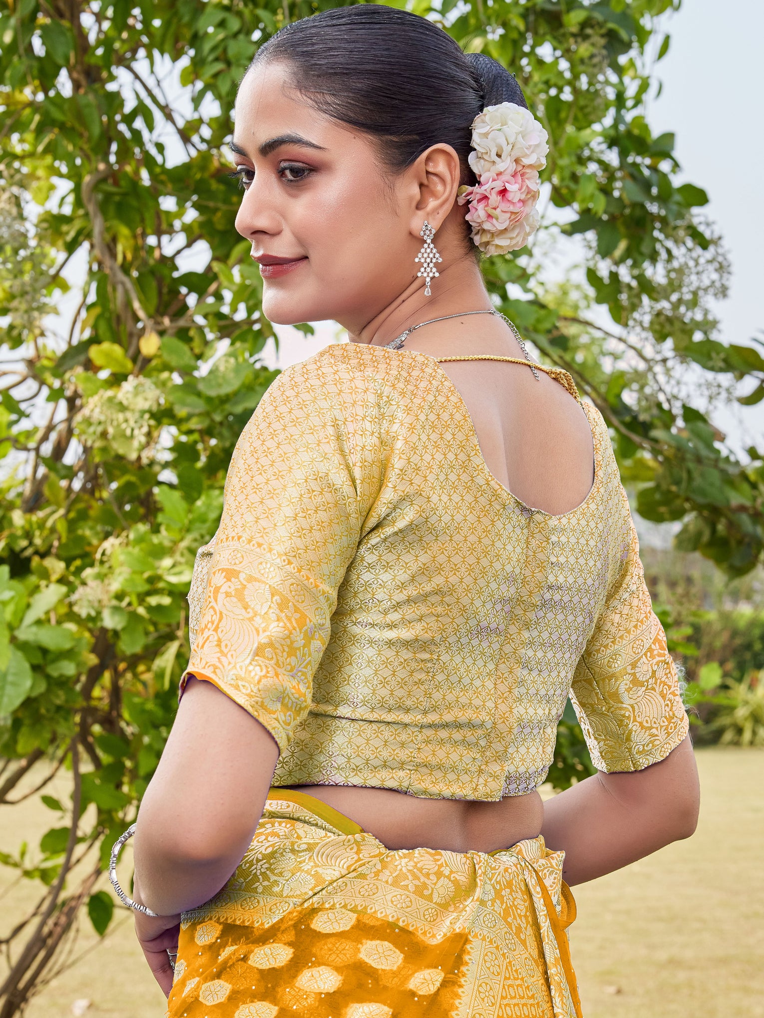 Gold Georgette Saree PANKAJ - View 9