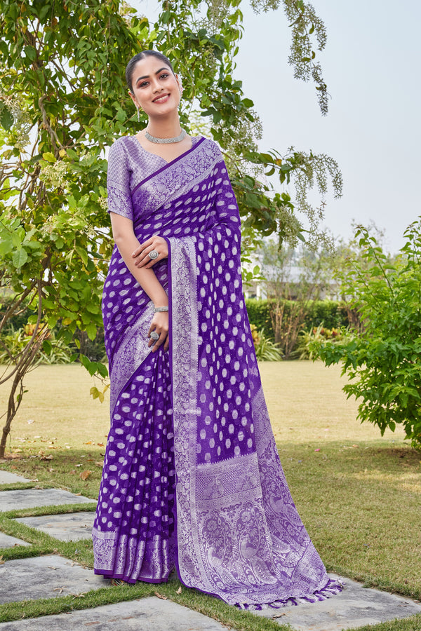 Purple Georgette Saree PANKAJ - View 1