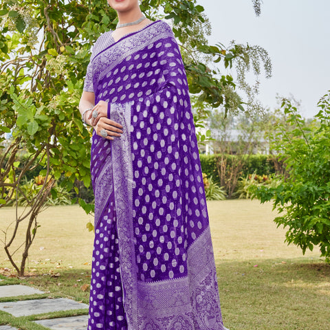 Purple Georgette Saree PANKAJ - View 2