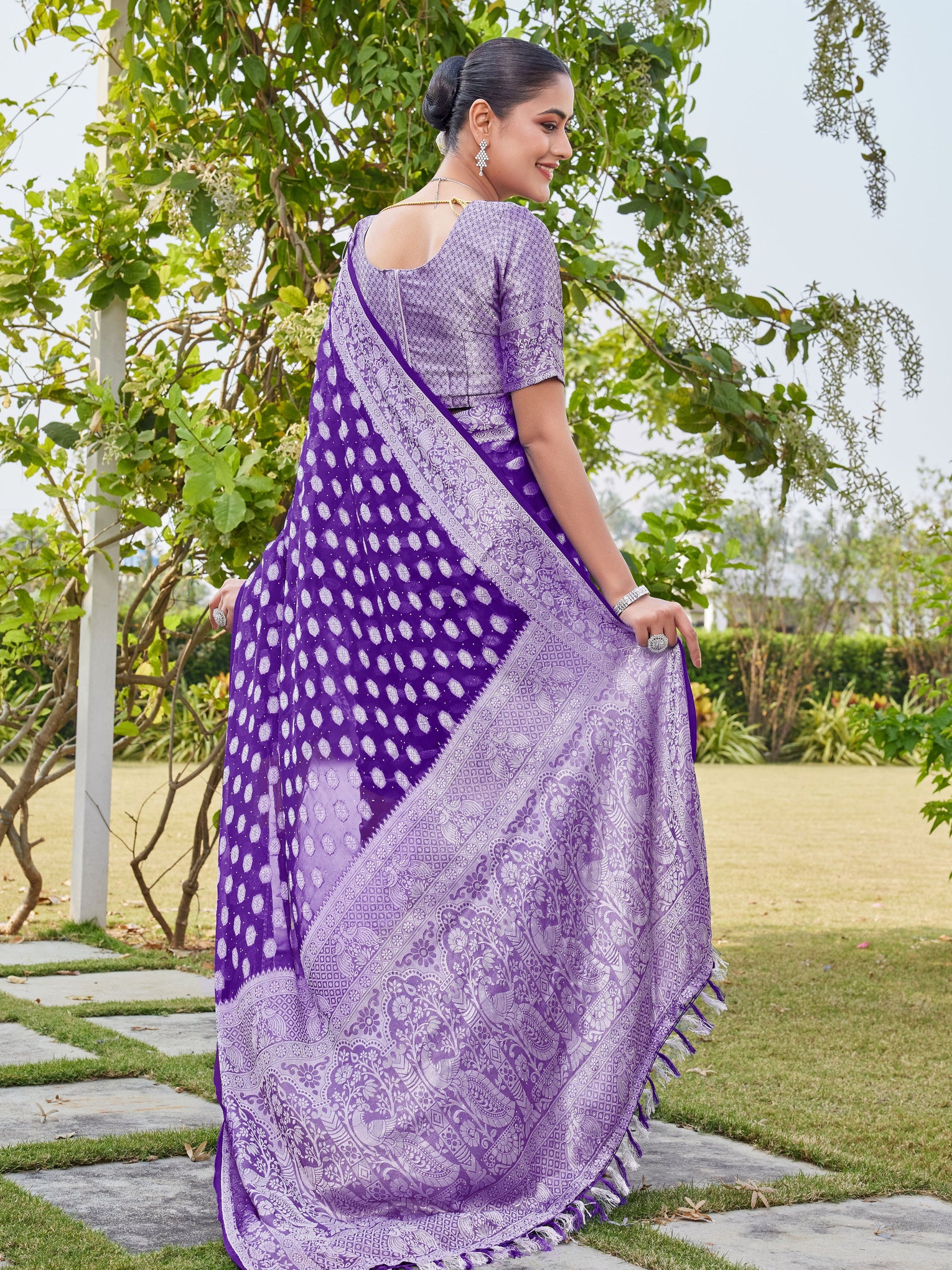 Purple Georgette Saree PANKAJ - View 3