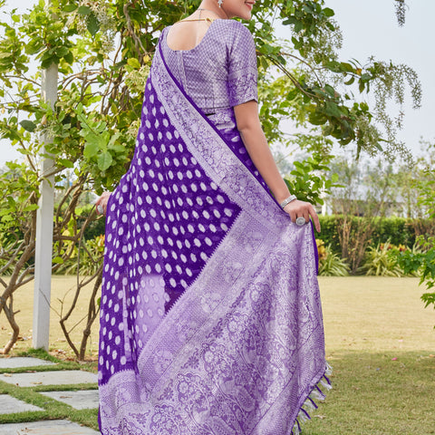 Purple Georgette Saree PANKAJ - View 3