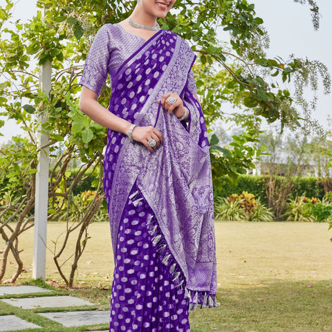 Purple Georgette Saree PANKAJ - View 4