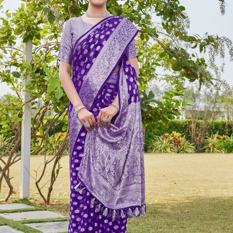 Purple Georgette Saree PANKAJ - View 5