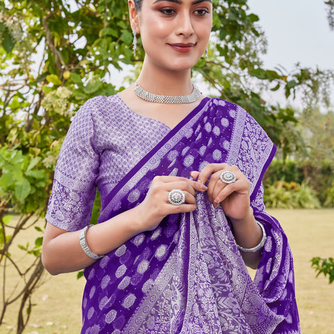 Purple Georgette Saree PANKAJ - View 7