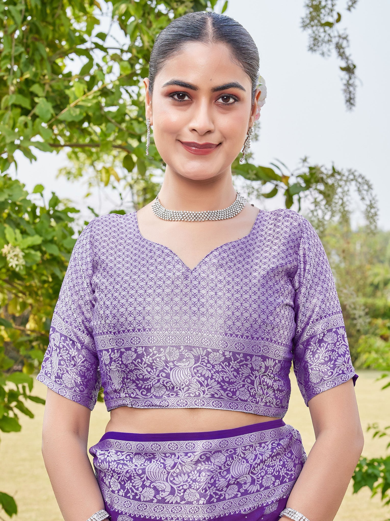 Purple Georgette Saree PANKAJ - View 8