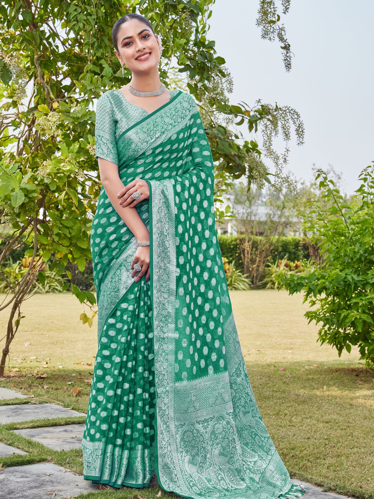 Rama Georgette Saree PANKAJ - View 1