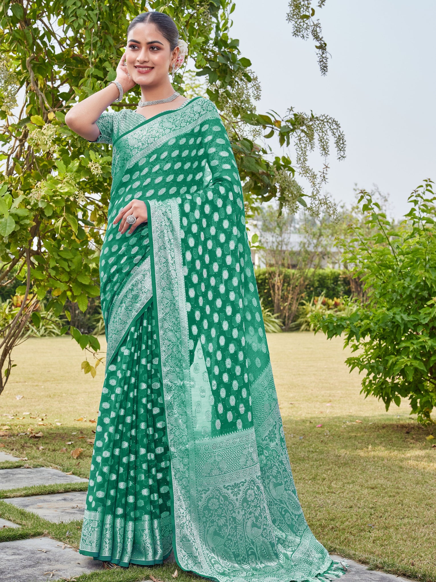 Rama Georgette Saree PANKAJ - View 2