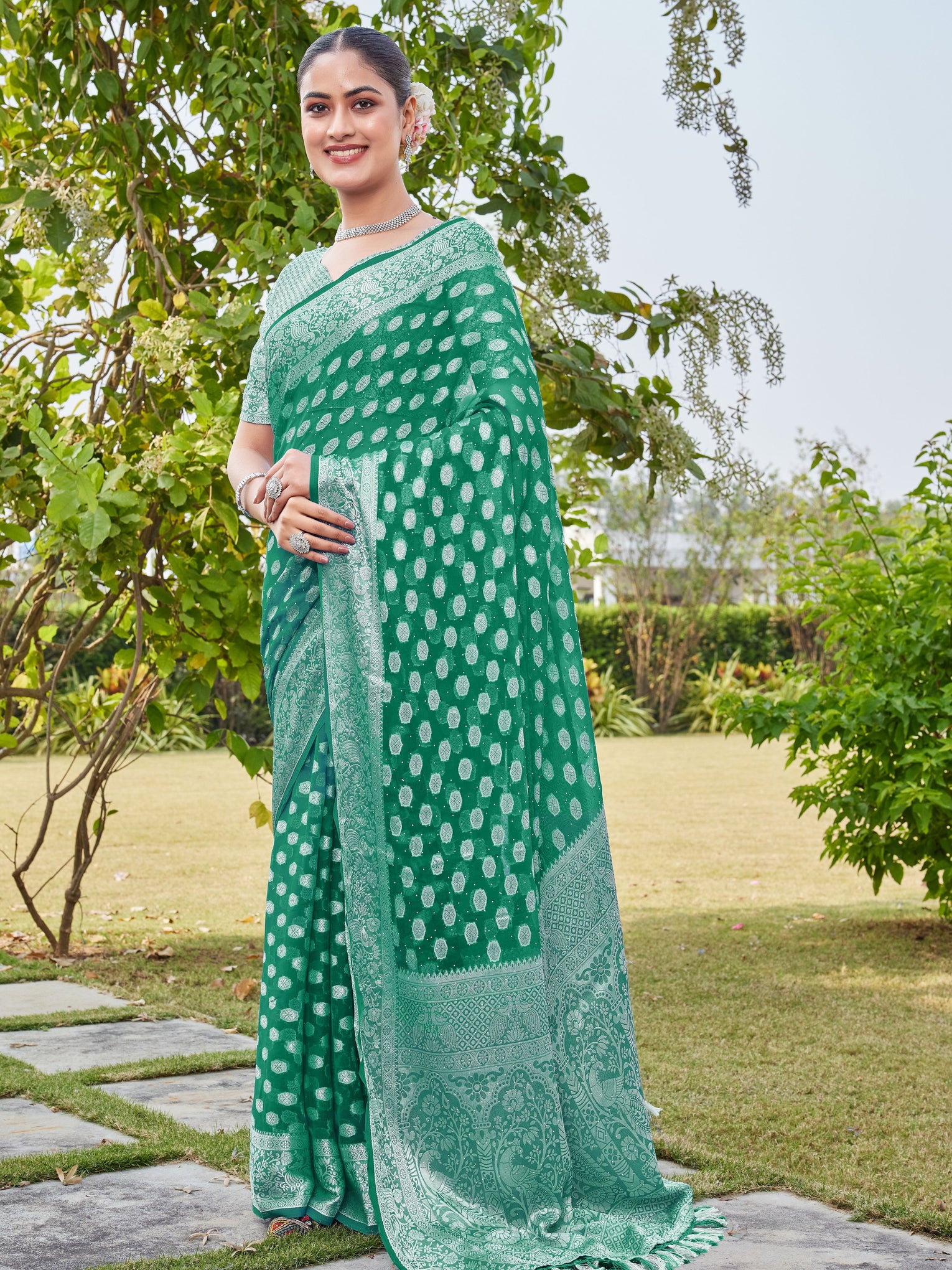 Rama Georgette Saree PANKAJ - View 3