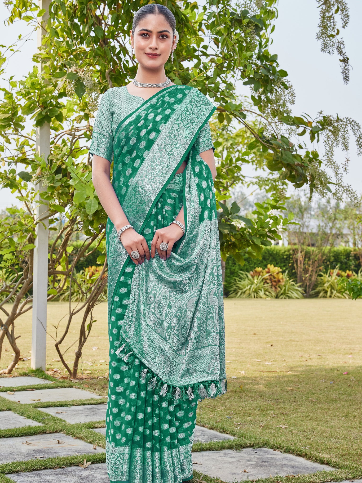 Rama Georgette Saree PANKAJ - View 5