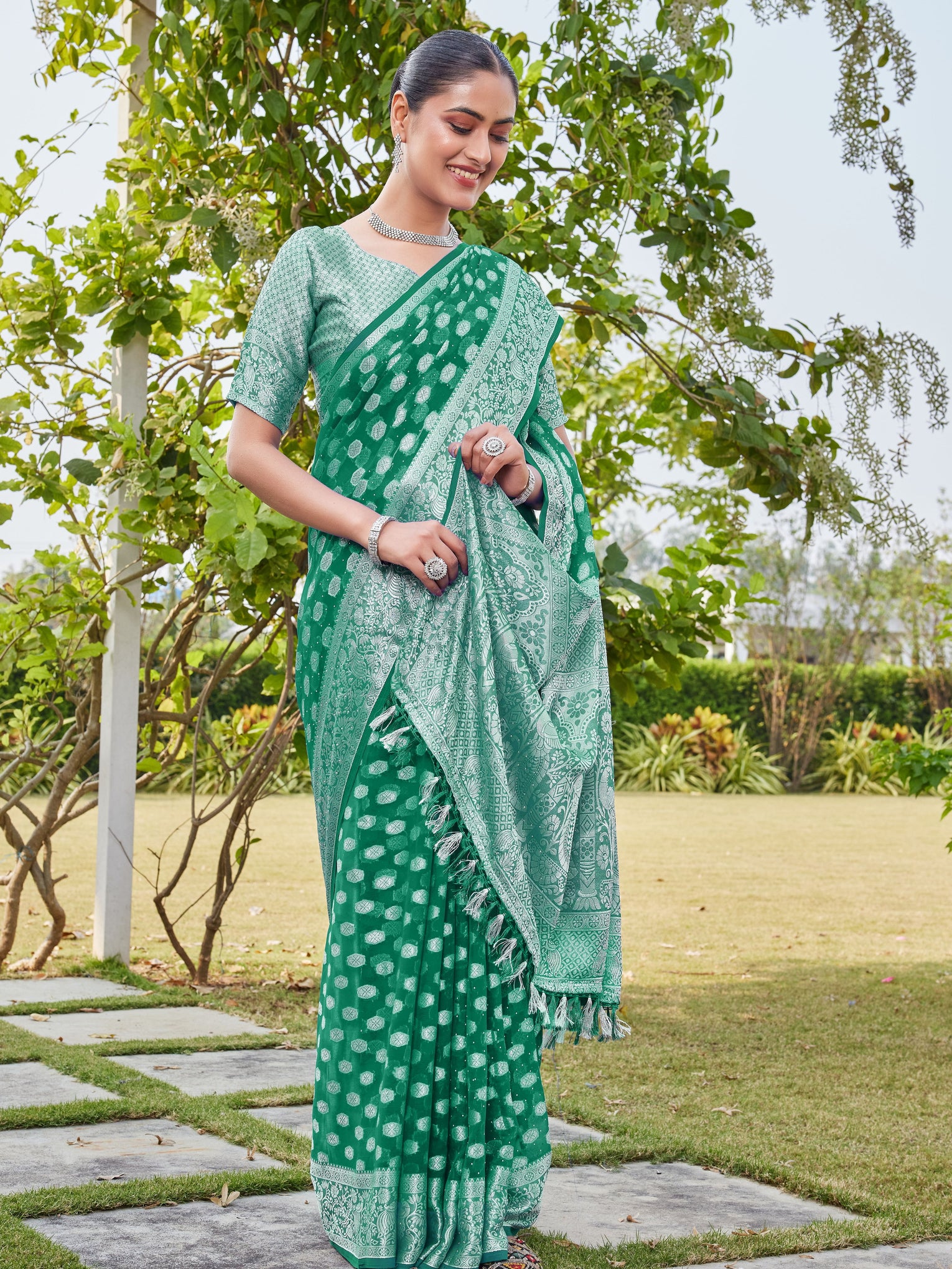 Rama Georgette Saree PANKAJ - View 6