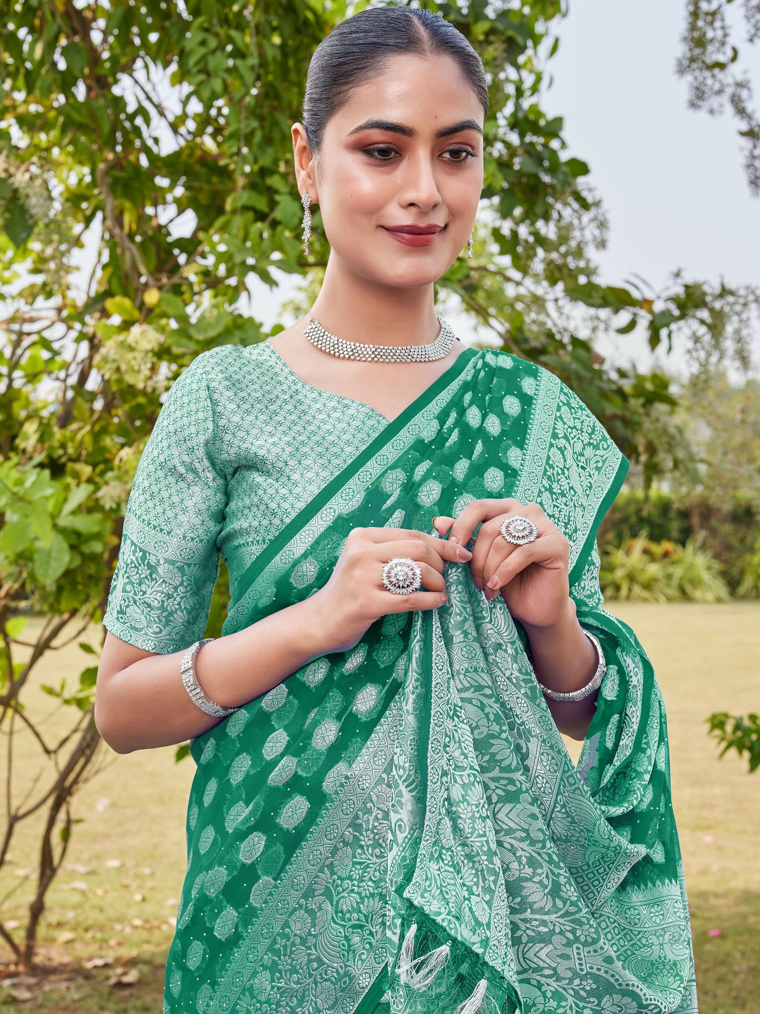 Rama Georgette Saree PANKAJ - View 7