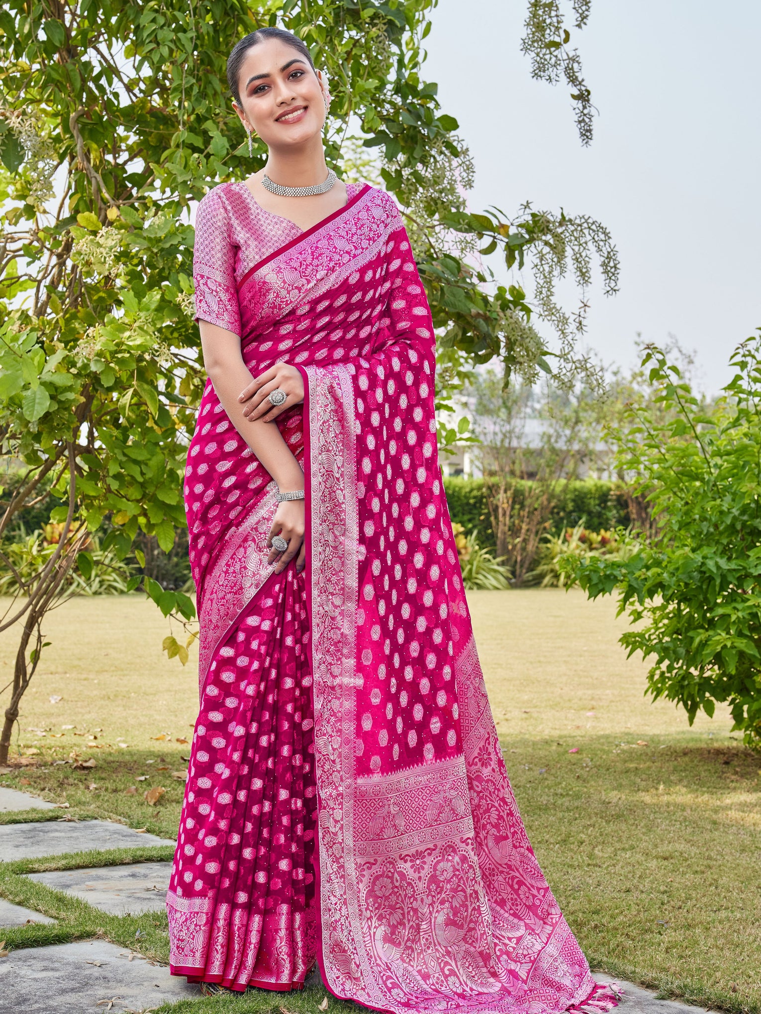 Rani Georgette Saree PANKAJ - View 1
